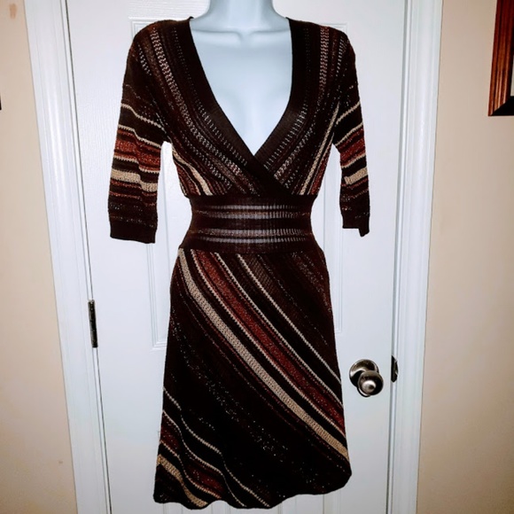 Missoni Dresses & Skirts - M MISSONI Brown Striped Knit Dress ITALY Small